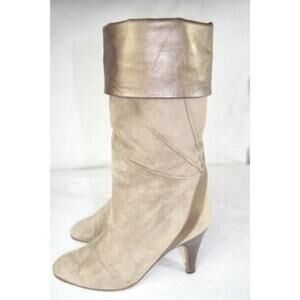 Fragiacomo Leather Suede Boots Foldover Cuff Italy Size US 5 EU 35